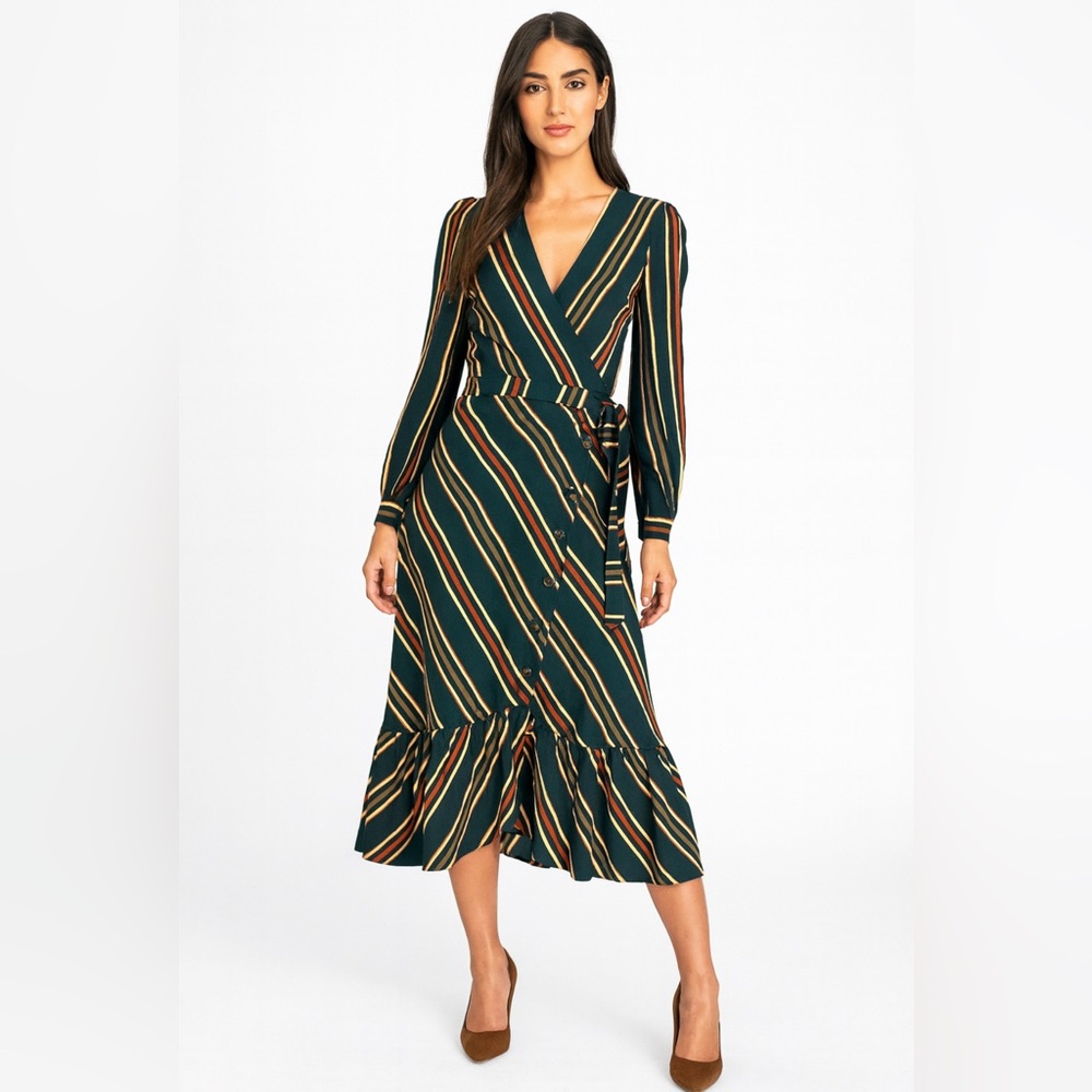 Lulus wrap stripe dress new vintage style